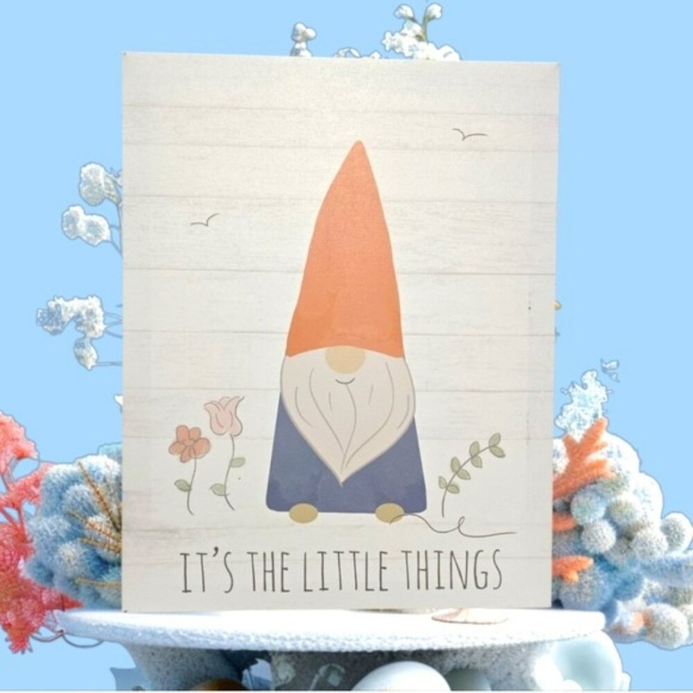 Whimsical Gnome Art Print Wall Decor Decoration It's The Little Things Flowers